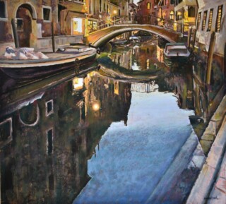 Bridge over Rio del Mondo Novo, The Castello - Venice Pastel 110 x 120 cm